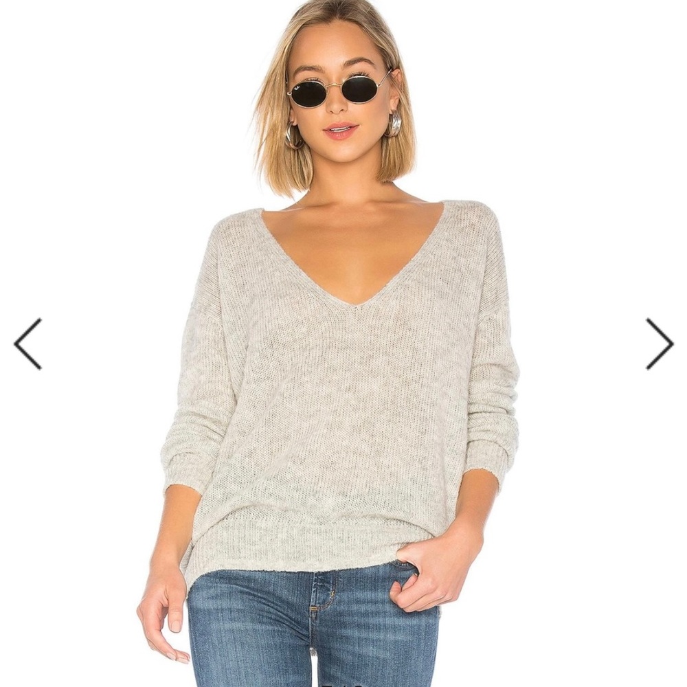 Free People Gossamer Alpaca Wool V-Neck Oversized Sweater